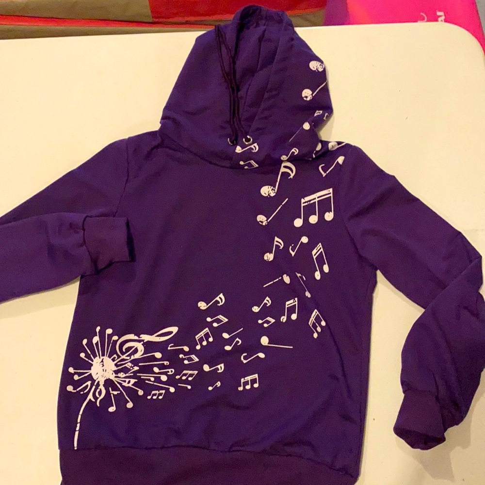 Pretty purple music note hoodie Adult S
